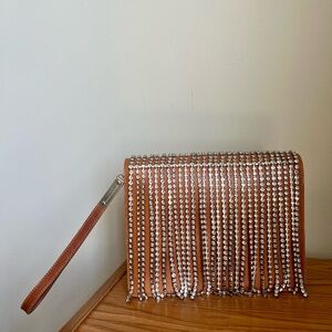 Maison Margiela leather clutch with rhinestone fringe